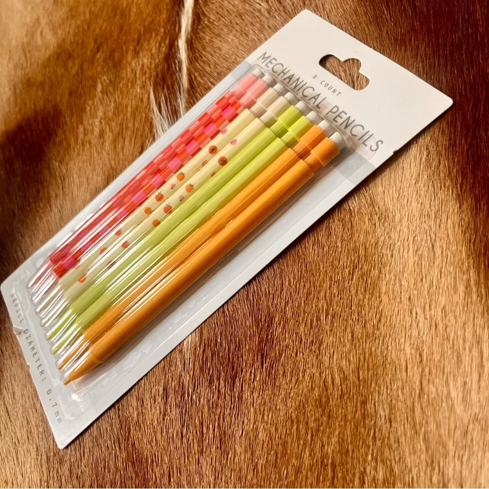 🏷️🎉🆕 aesthetic kawaii mechanical pencils with erasers set of 8 plaid& food print